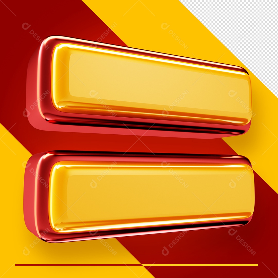 Matemática Sinal Igual Elemento 3D Dourado para Composição PSD
