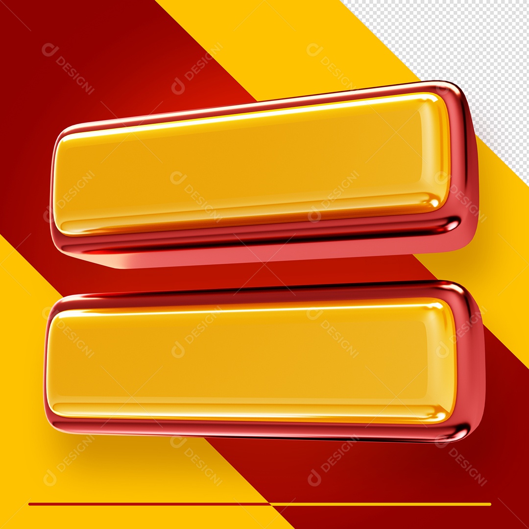 Matemática Sinal Igual Elemento 3D Dourado para Composição PSD