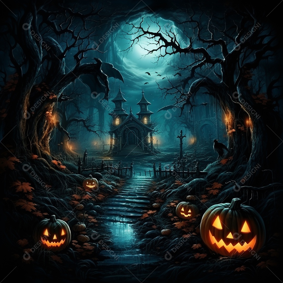 Cenário de halloween Ilustração