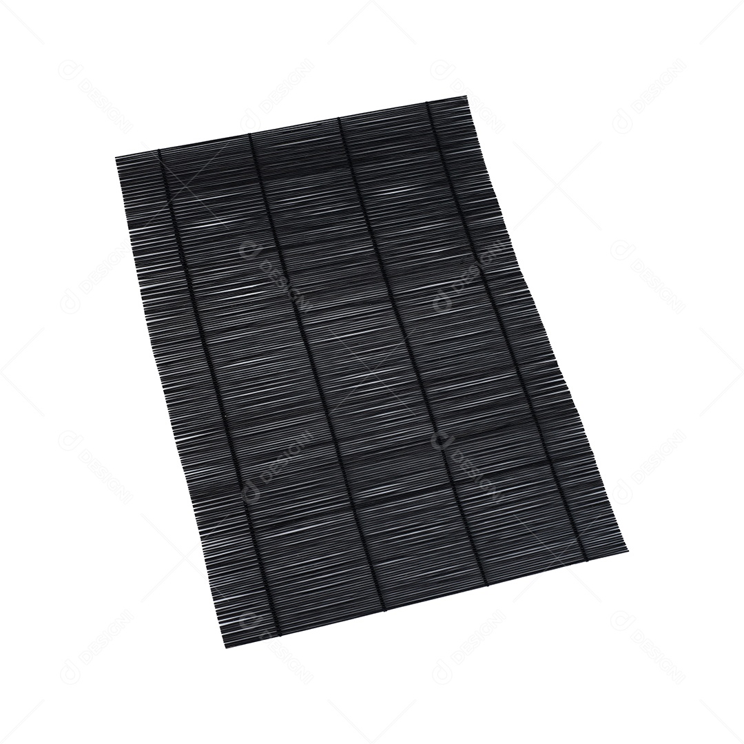 Tapete de sushi japonês preto isolado sobre fundo branco.