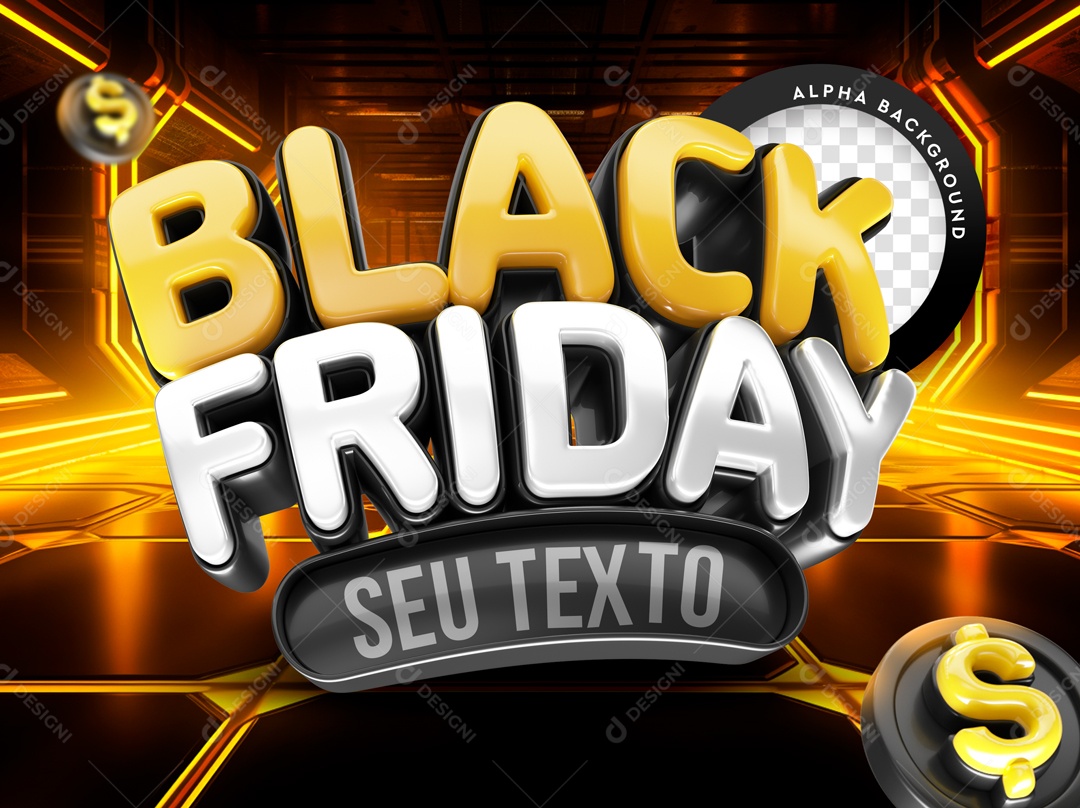 3D Black Friday Stamp For PSD Composition