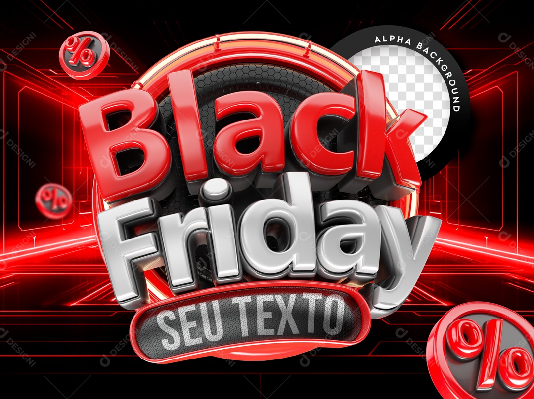 3D Black Friday Stamp For PSD Composition