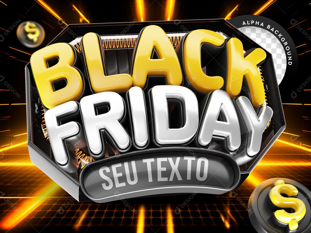 Selo 3D Black Friday Para Composição PSD