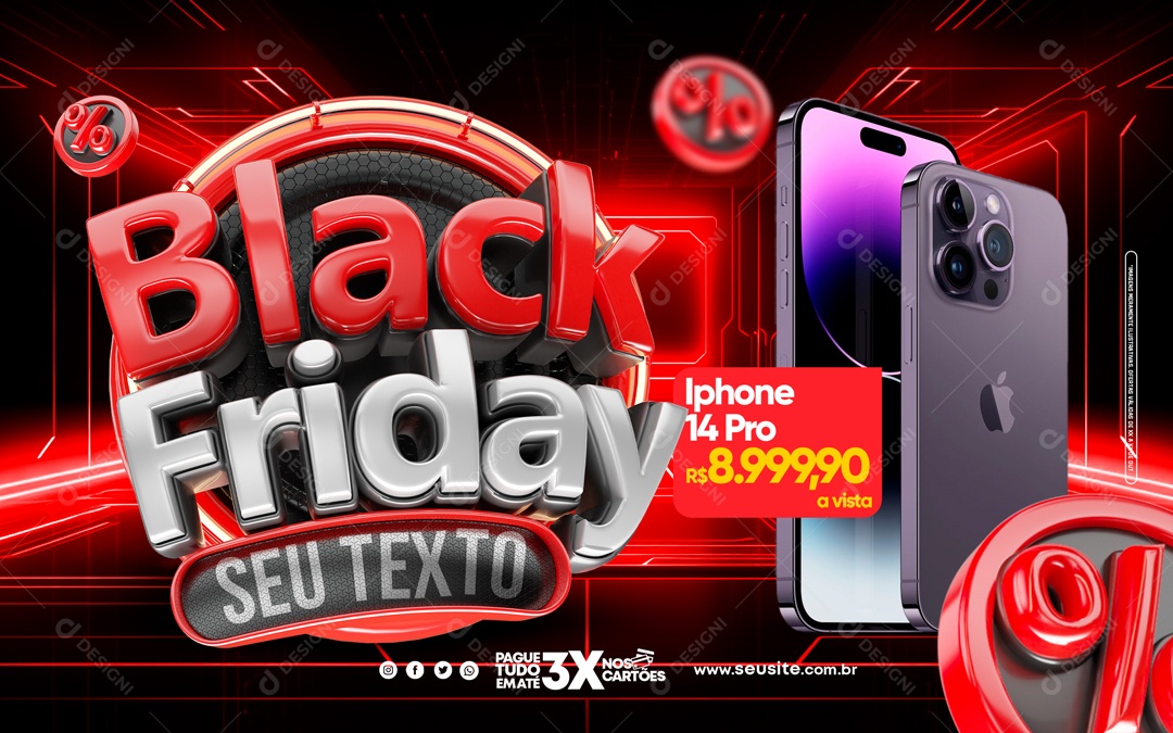 Social Media Banner Black Friday Iphone 14 PSD Editável
