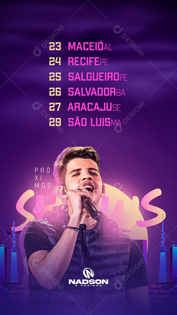 Social Media Flyer Próximos Shows Nadson o Ferinha PSD Editável