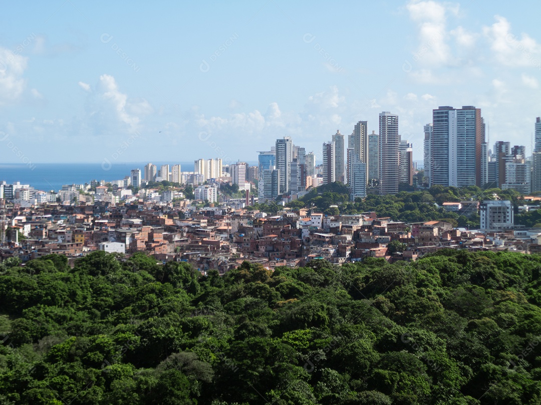 Contraste Social na cidade prédios e favelas