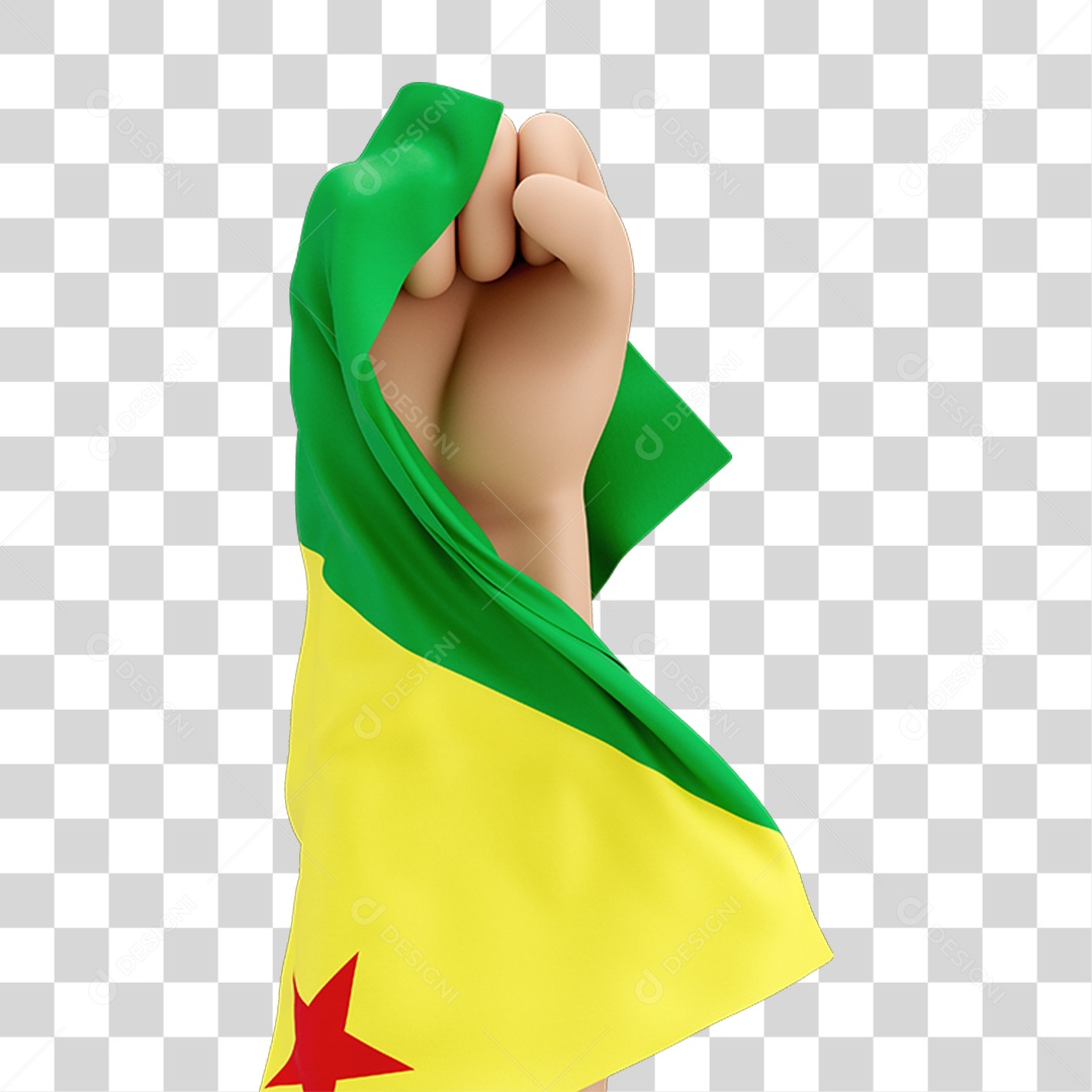 Braço com Punho Fechado Para Cima Segurando uma Bandeira do Acre PNG Transparente