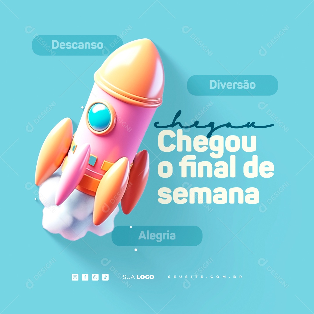Fim De Semana Descanso Diversão Chegou o Final de Semana Social Media PSD Editável