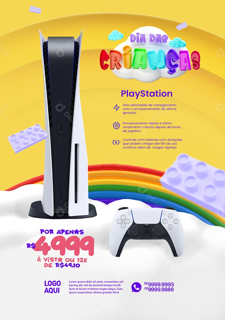 Dia das Crianças Loja Gamer Playstation Social Media PSD Editável