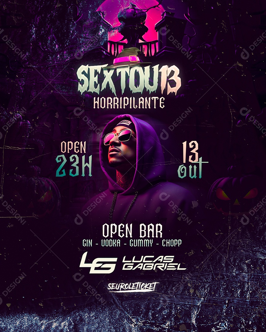 Flyer Halloween Sextou 13 Lucas Gabriel Social Media PSD Editável