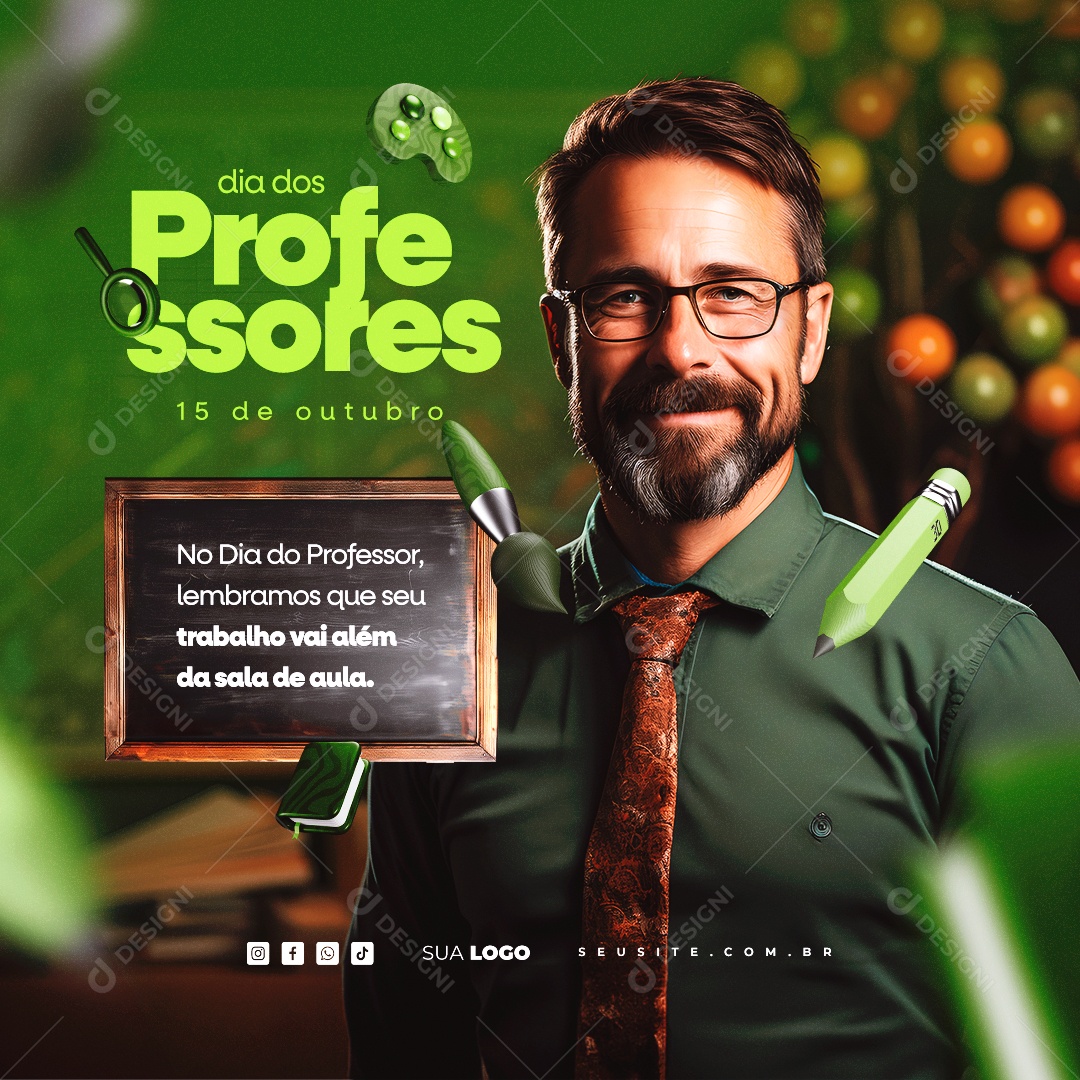 Dia Do Professor 15 de Outubro Social Media PSD Editável