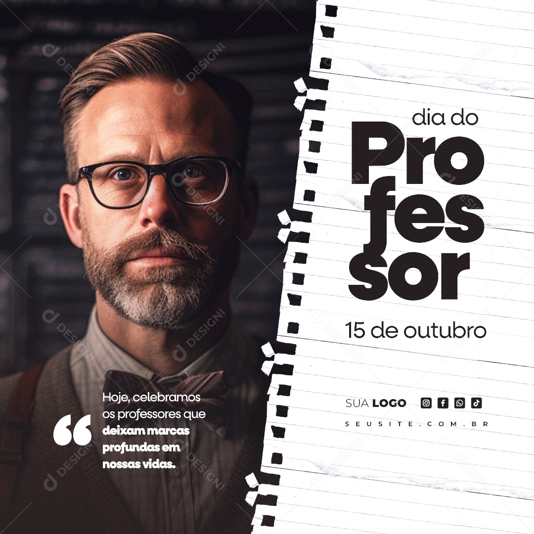 Dia Do Professor 15 de Outubro Social Media PSD Editável