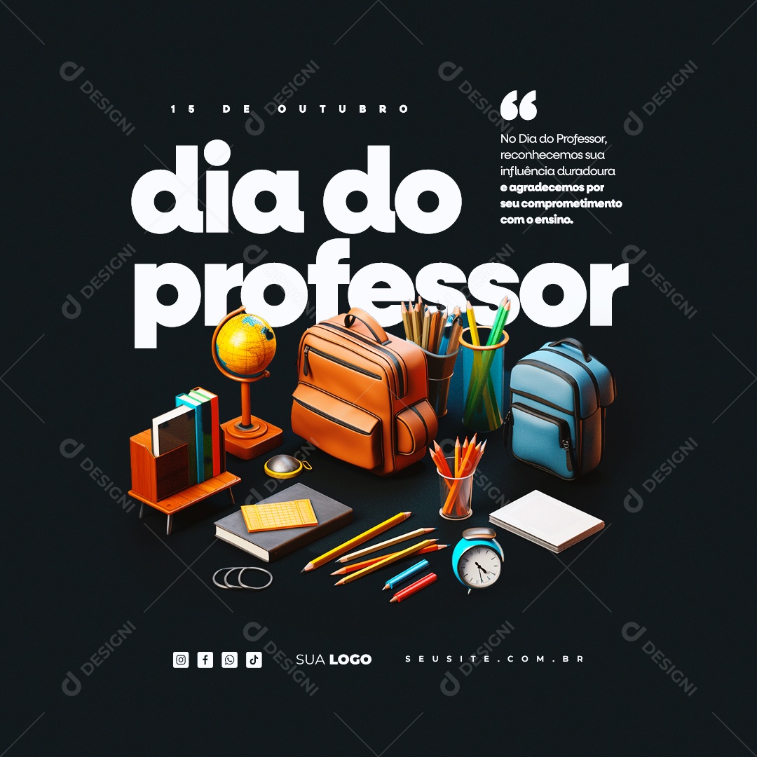 Social Media Dia Do Professor 15 de Outubro PSD Editável