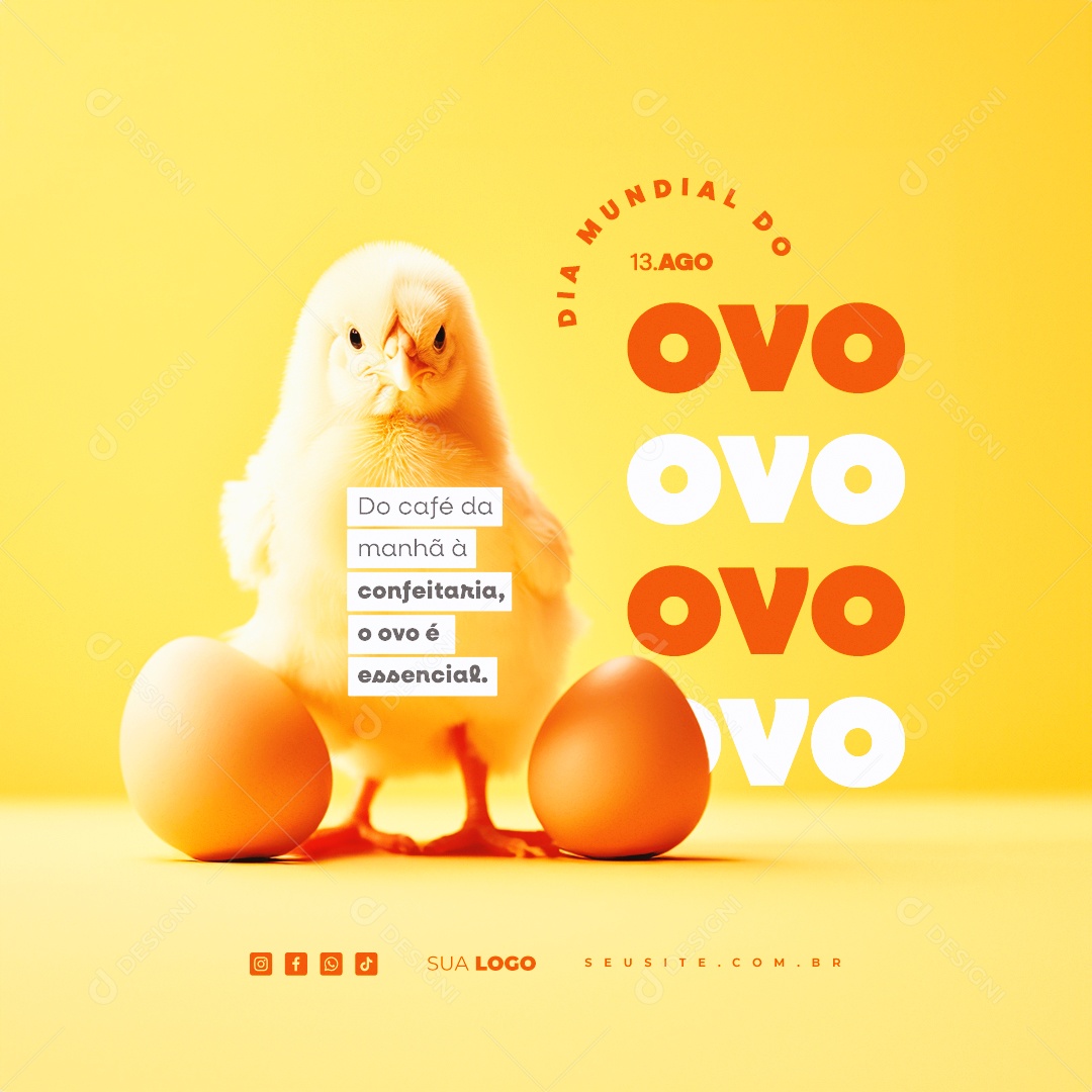 Dia Mundial do Ovo 13 de Agosto Social Media PSD Editável