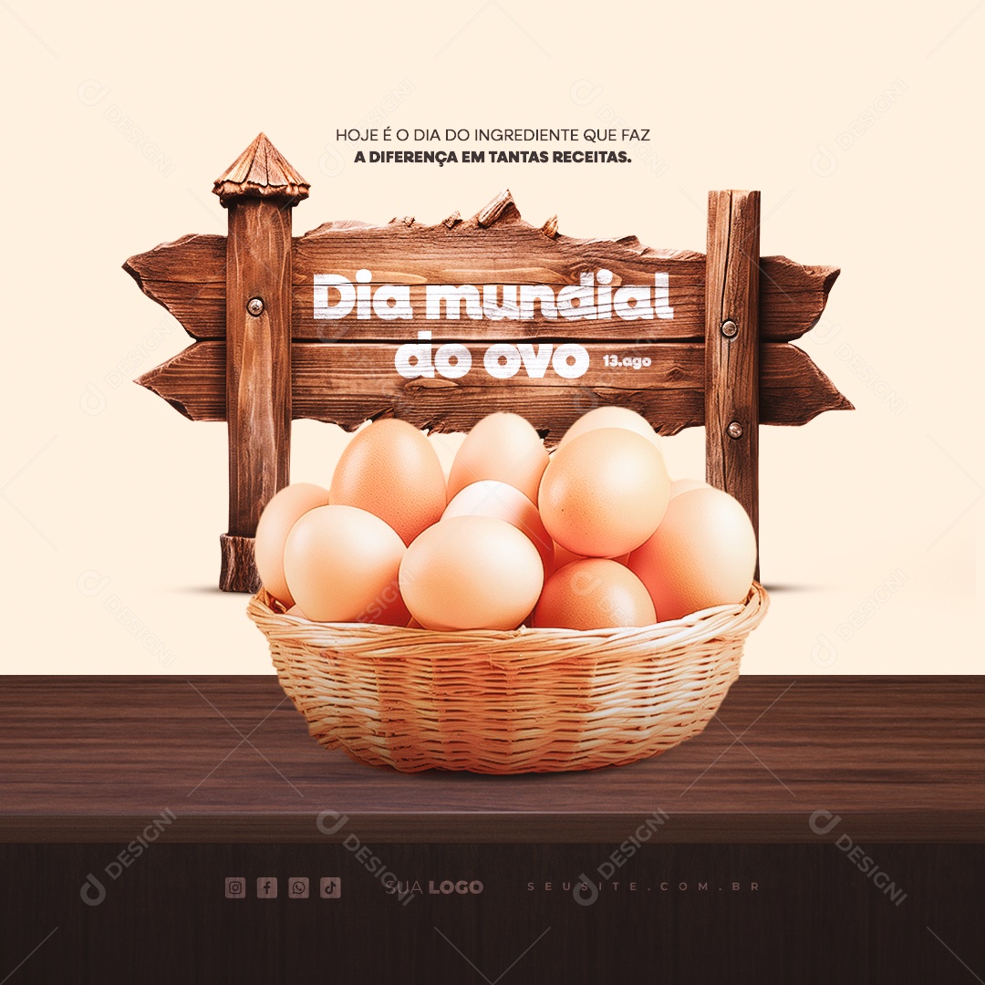 Dia Mundial do Ovo Hoje é o Dia do Ingrediente que Faz a Diferença em Tantas Receitas Social Media PSD Editável
