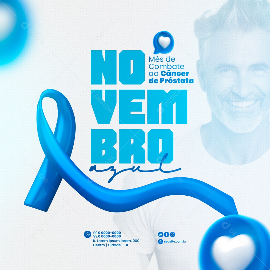 Novembro Azul Mês de Conscientização ao Câncer de Próstata Social Media PSD Editável