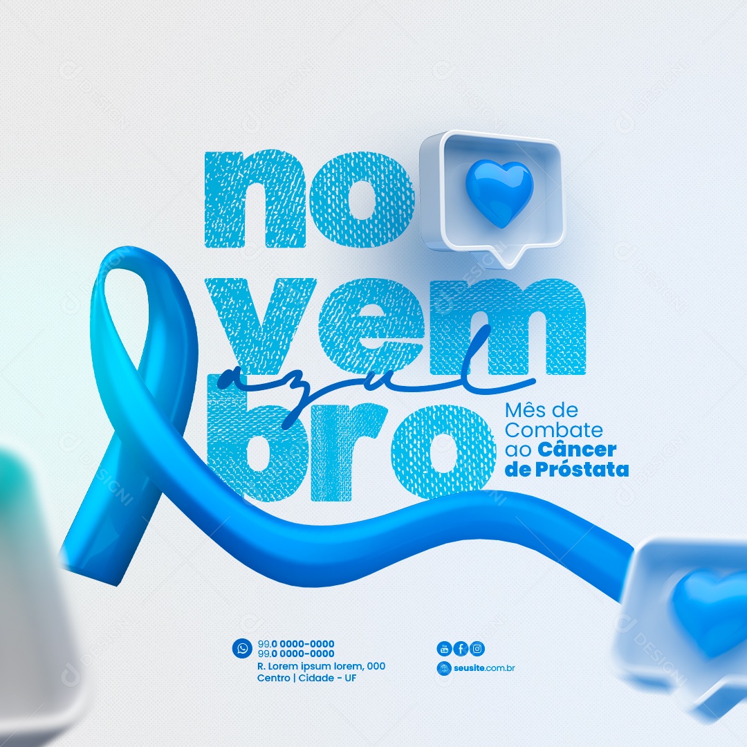 Social Media Novembro Azul Mês de Combate ao Câncer de Próstata PSD Editável