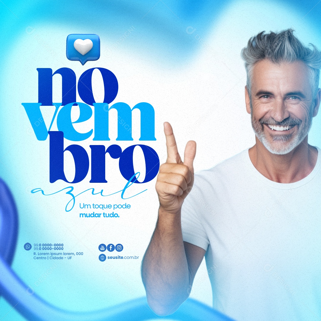 Novembro Azul Um Toque pode Mudar Tudo Social Media PSD Editável