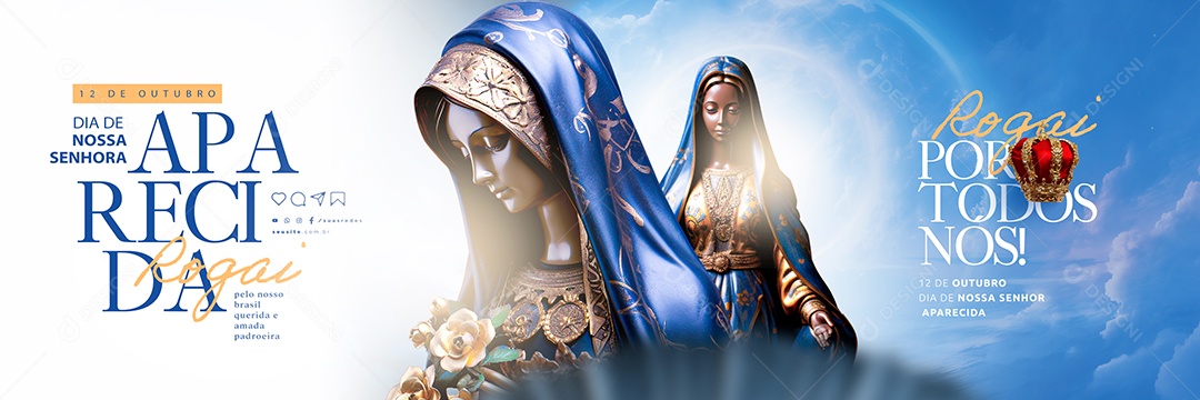 Carrossel Dia de Nossa Senhora Aparecida Rogai por Todos Nós Social Media PSD Editável