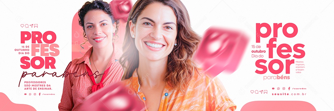 Carrossel Dia Do Professor Parabéns 15 de Outubro Social Media PSD Editável