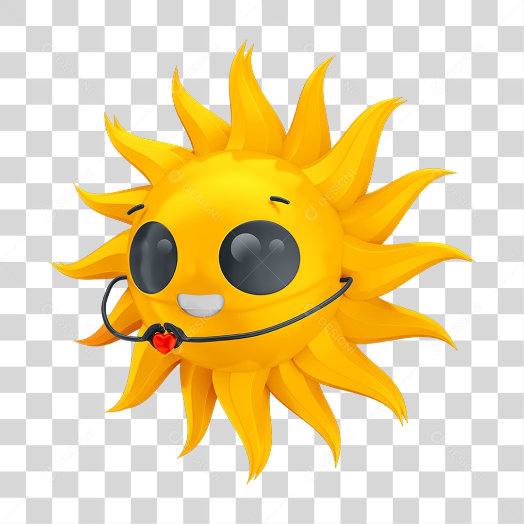 Emoji Sol Segurando Coração PNG Transparente