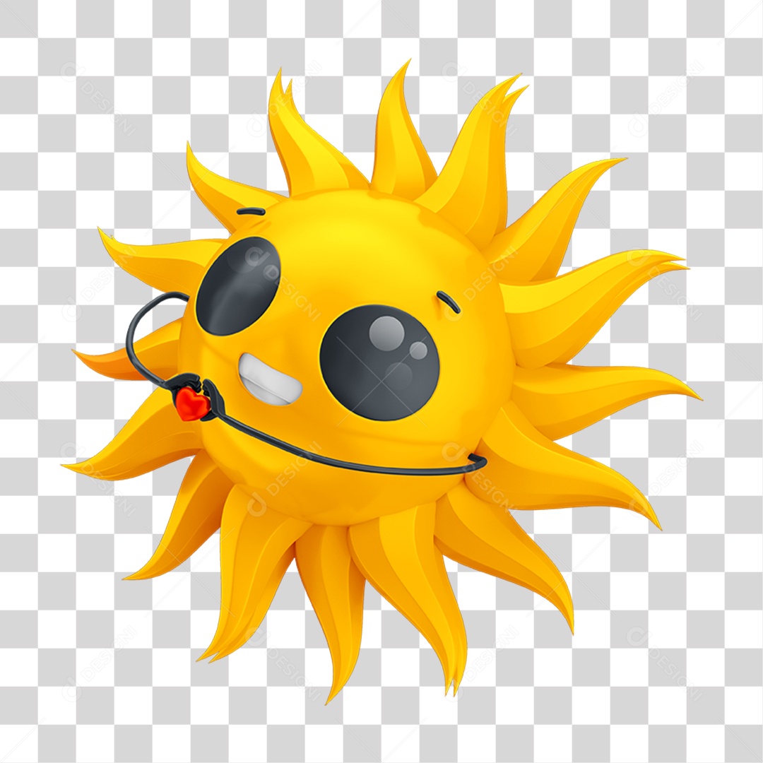 Emoji Sol Segurando Coração PNG Transparente