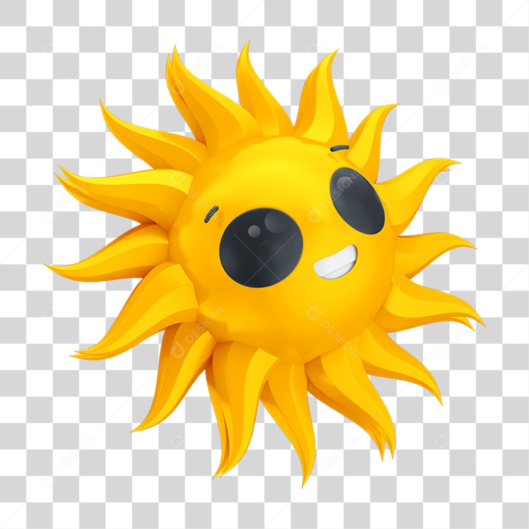 Emoji Sol de Óculos PNG Transparente