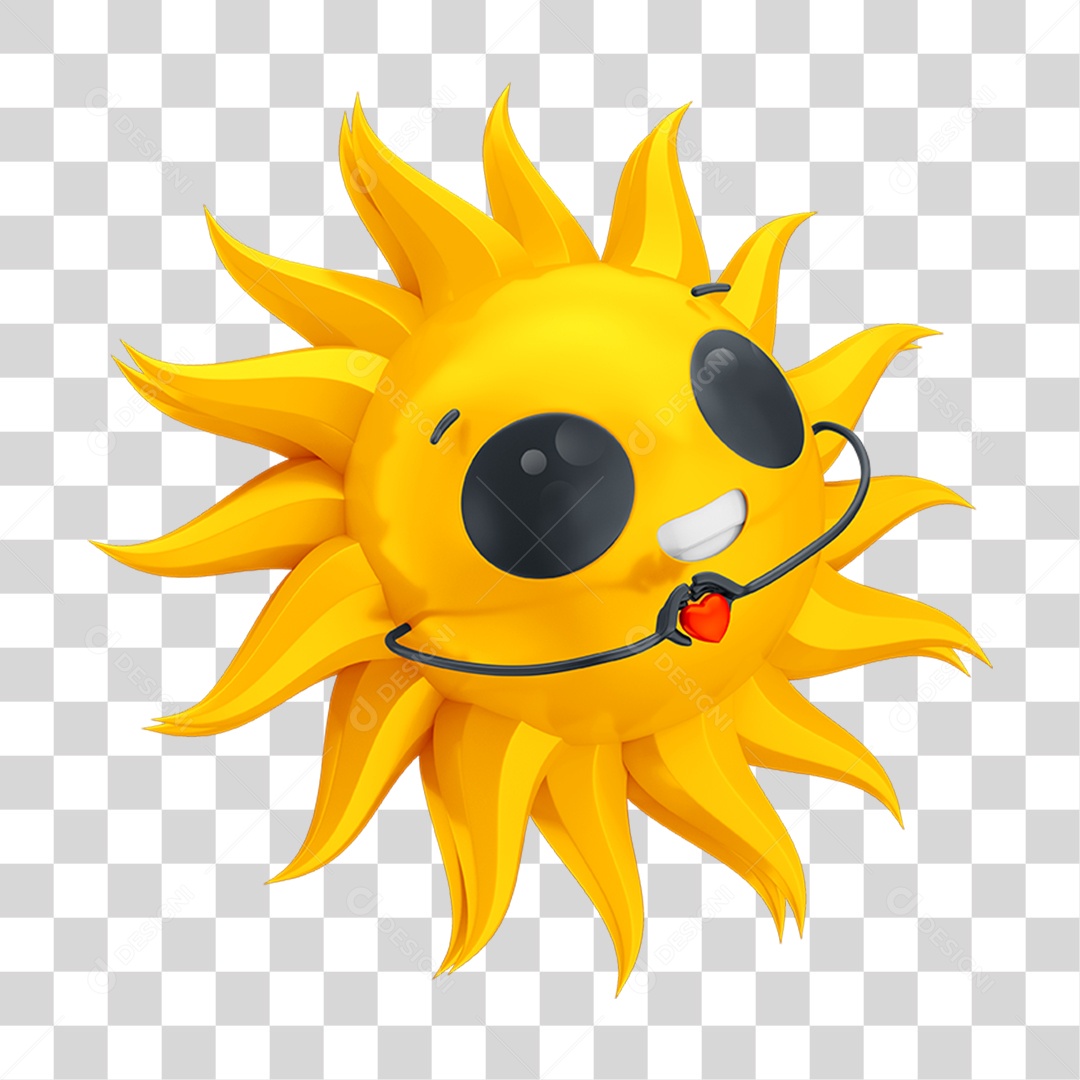 Emoji Sol Segurando Coração PNG Transparente