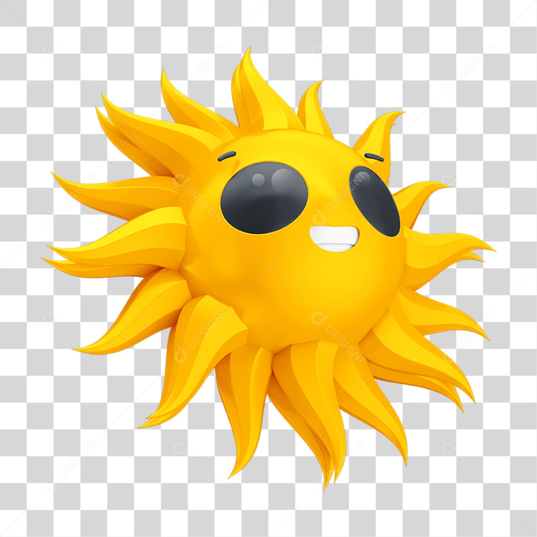 Emoji Sol de Óculos PNG Transparente