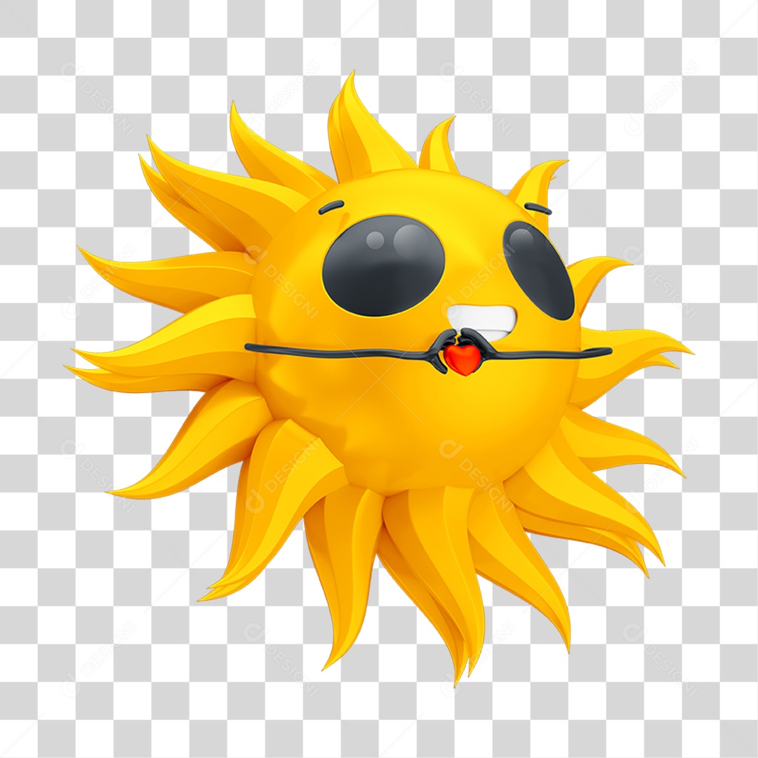 Emoji Sol Segurando Coração PNG Transparente