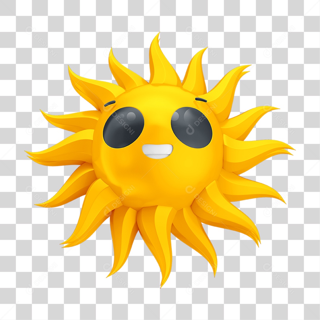Emoji Sol de Óculos PNG Transparente