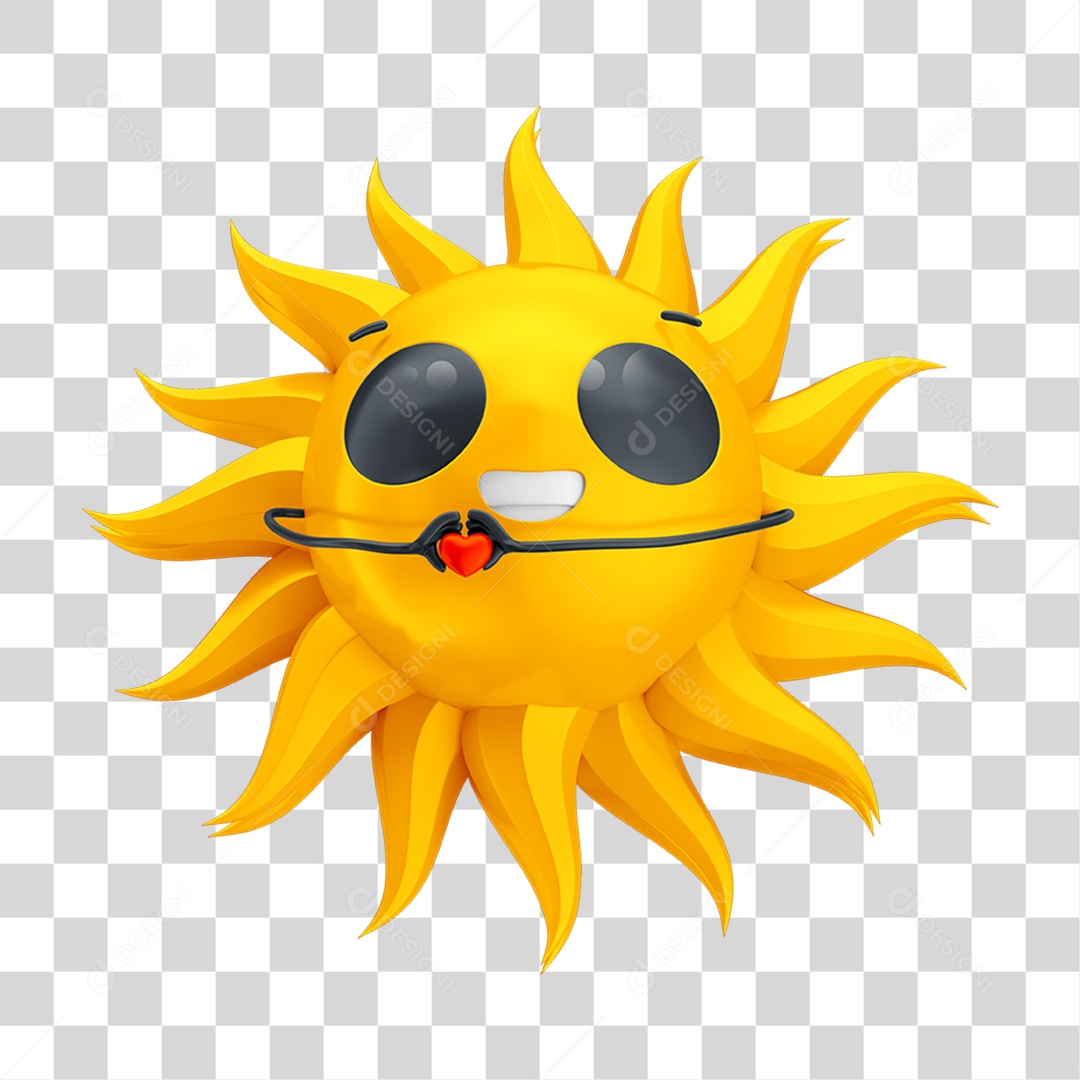 Emoji Sol Segurando Coração PNG Transparente