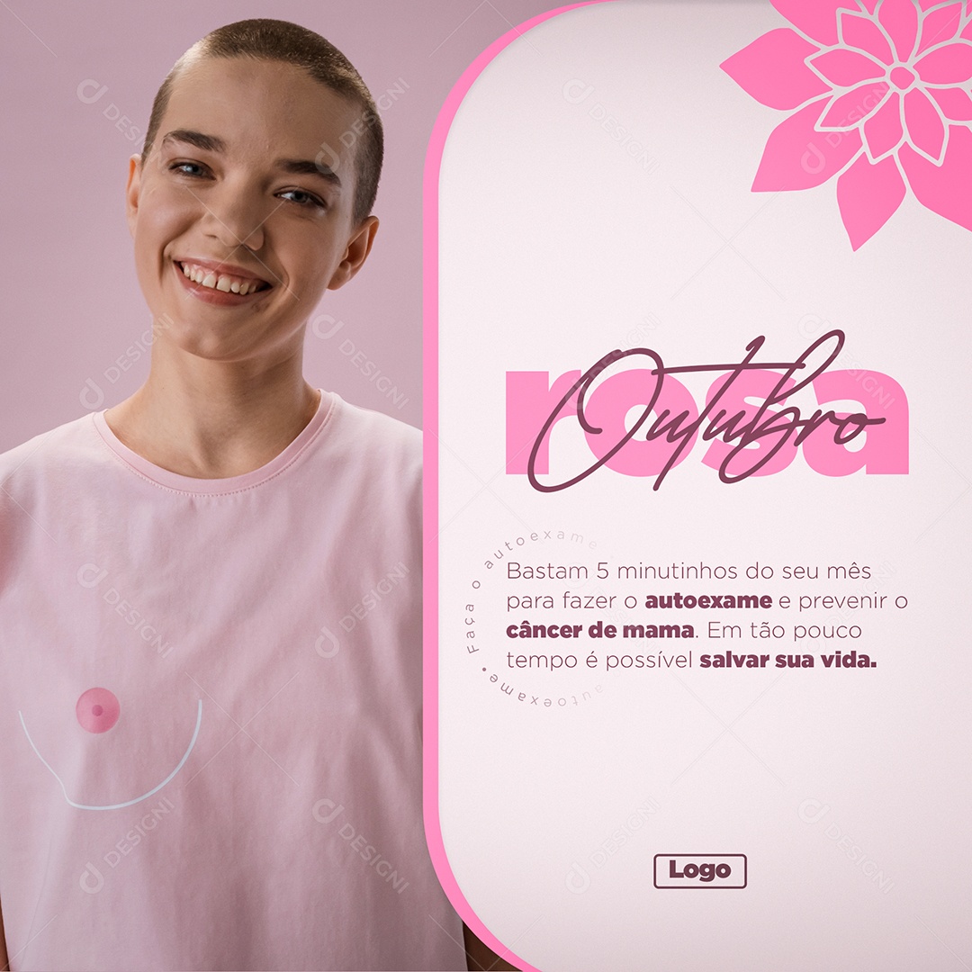 Outubro Rosa Mês de Prevenção Contra o Câncer de Mama Social Media PSD Editável