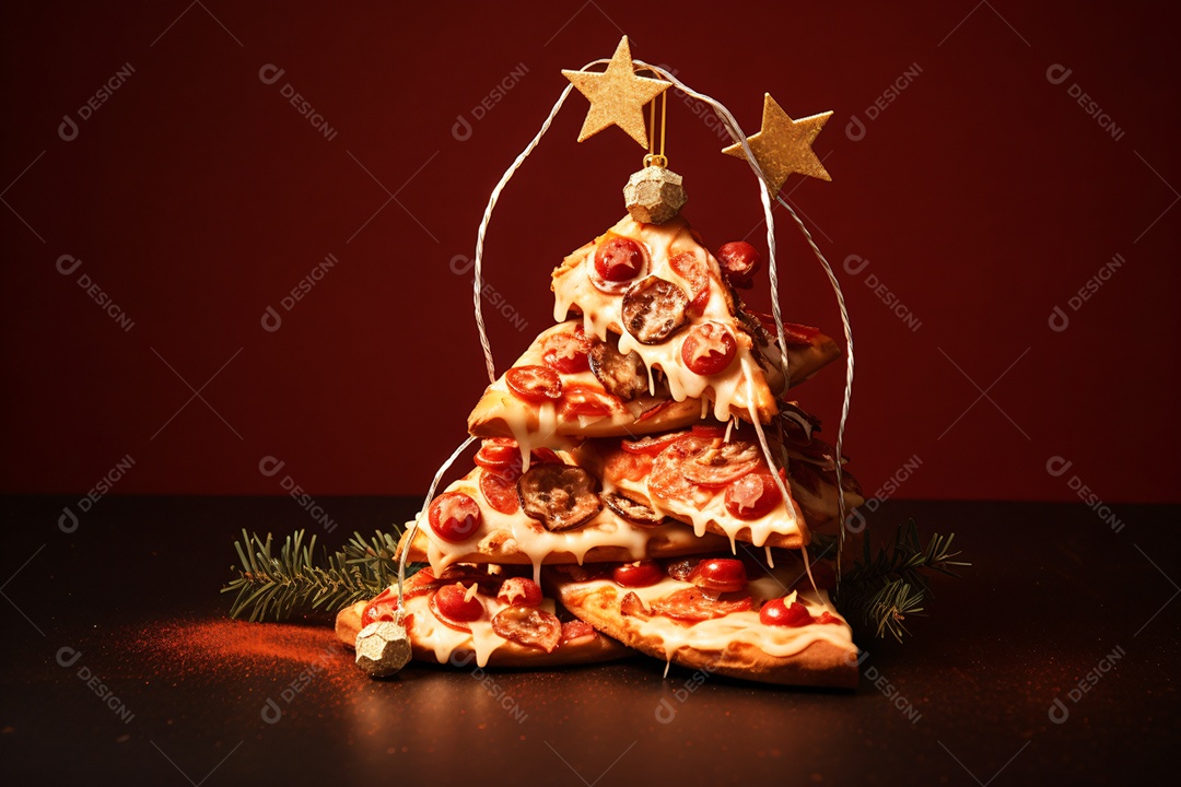 Pizzaria em celebração ao natal sobre fundo isolado