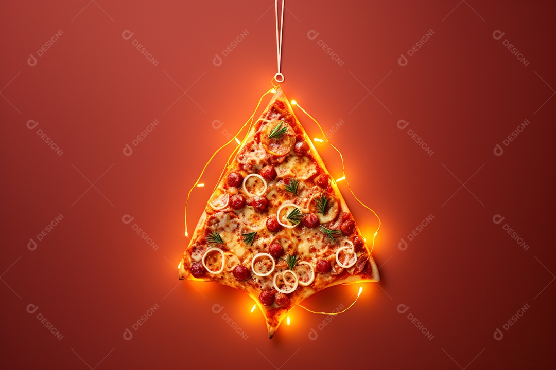 Pizzaria em celebração ao natal sobre fundo isolado