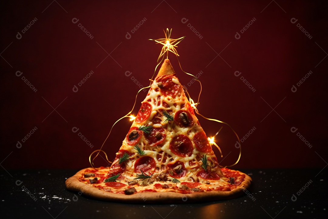 Pizzaria em celebração ao natal sobre fundo isolado