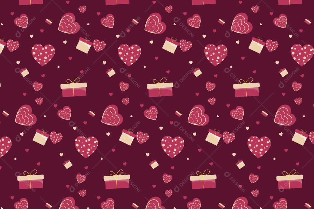 Padrão de Corações Ilustração Vetor EPS