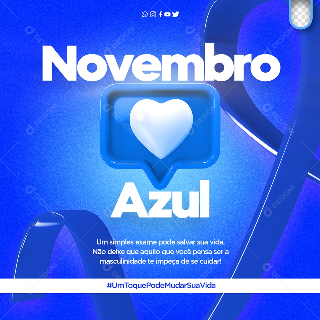 Novembro Azul um Simples Exames pode Salvar sua Vida Social Media PSD Editável