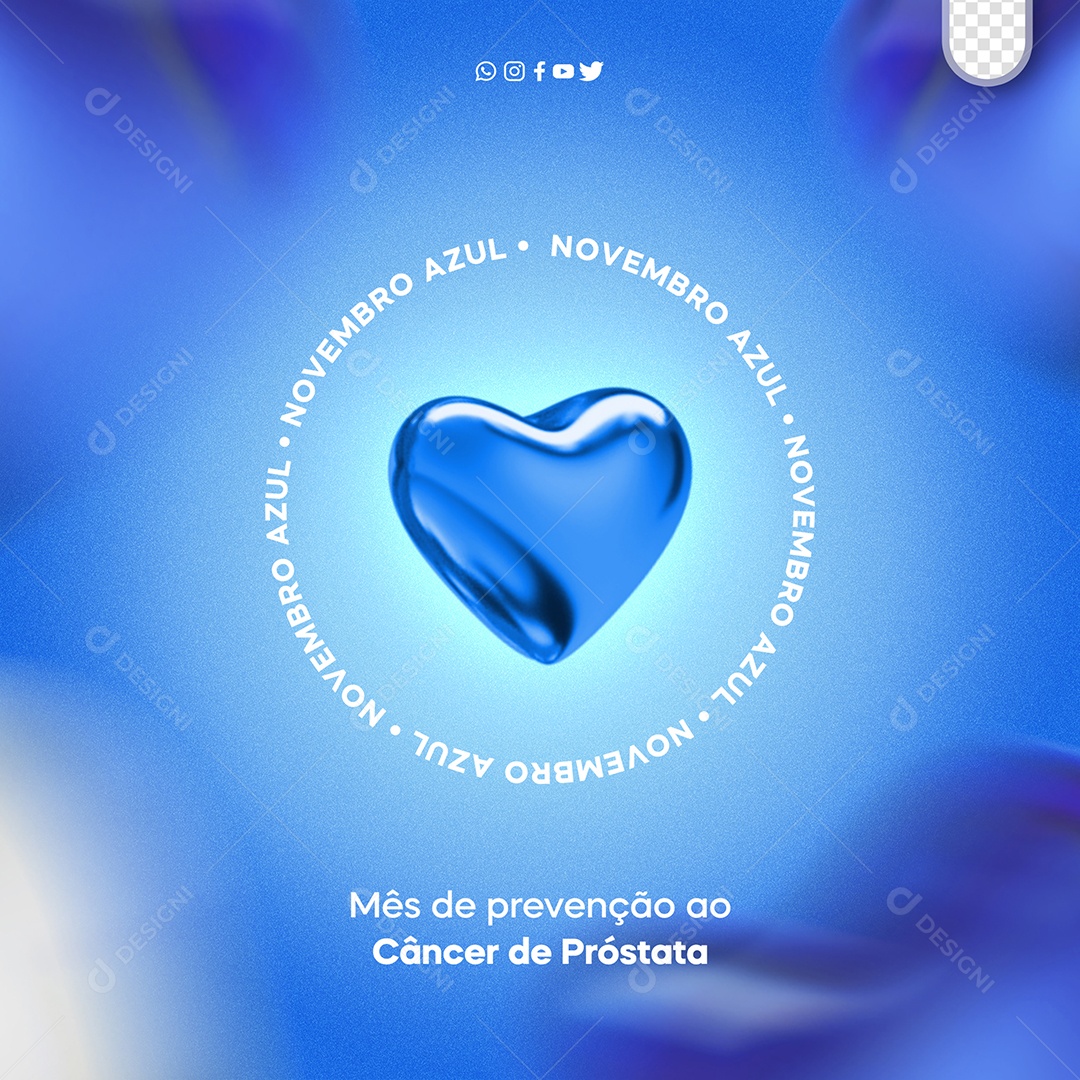 Novembro Azul Mês de Prevenção ao Câncer de Próstata Social Media PSD Editável