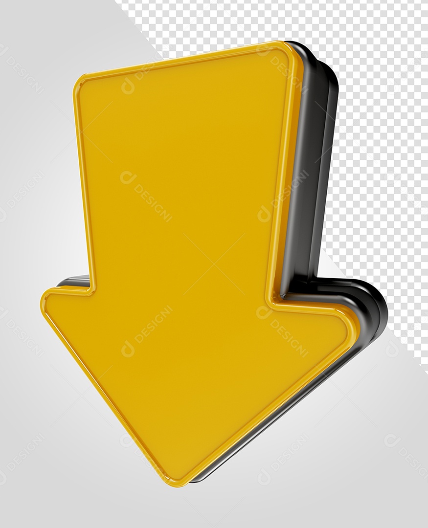 Seta  Amarela Preto Elemento 3D para Composição PSD