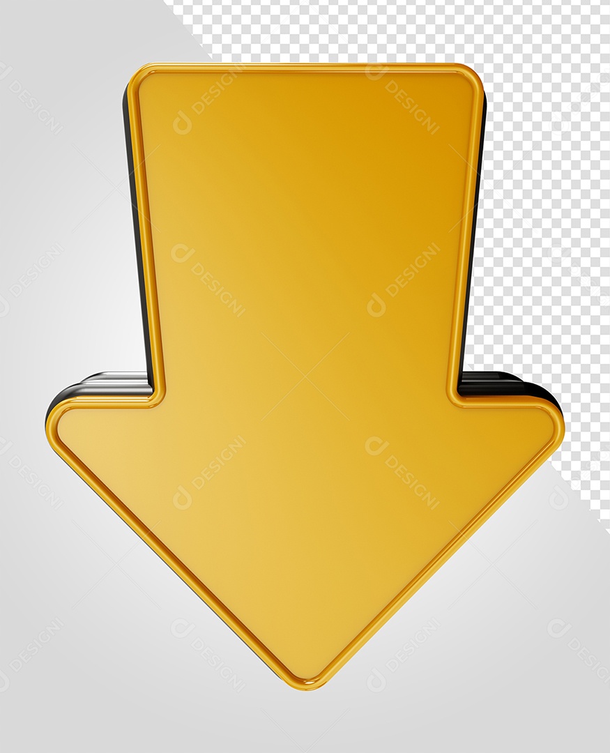 Seta  Amarela Elemento 3D para Composição PSD