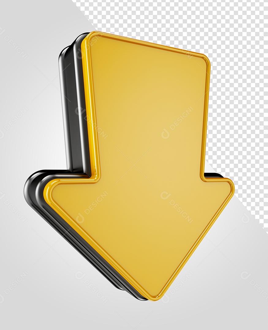 Seta  Amarela Elemento 3D para Composição PSD