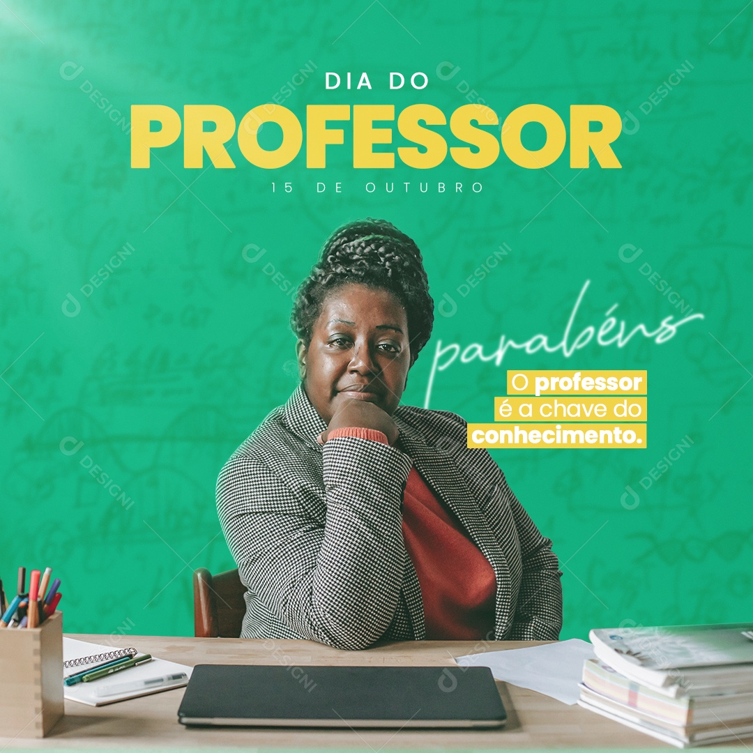 Social Media Chave Do Conhecimento Dia Do Professor PSD Editável
