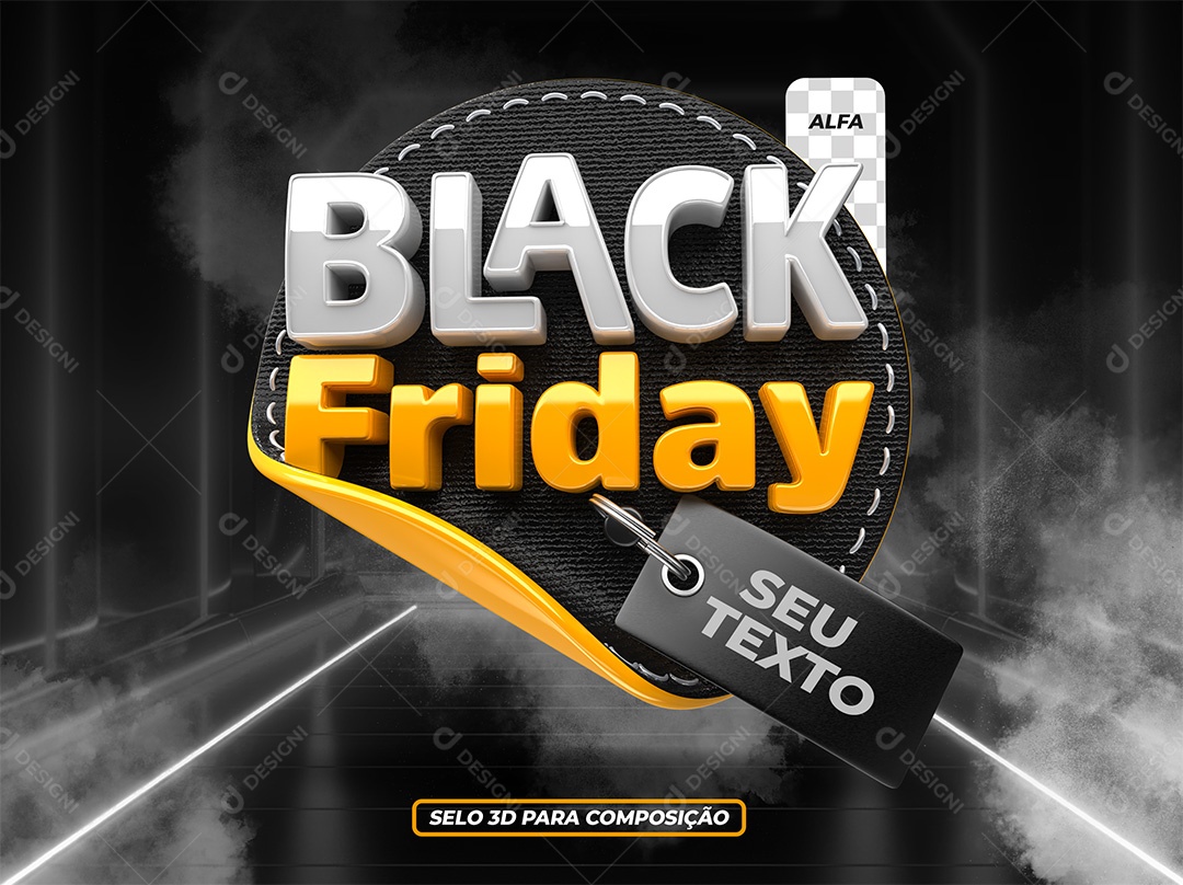 Black Friday Selo 3D Para Composição PSD