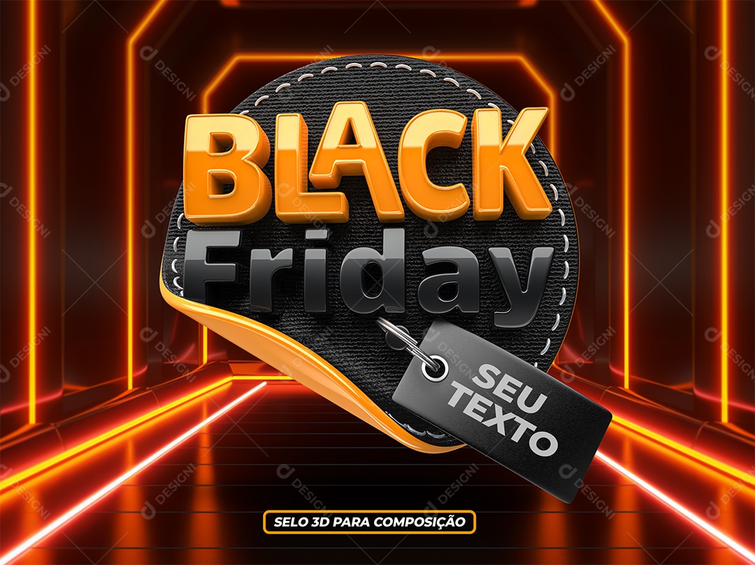 Selo 3D Black Friday Para Composição PSD