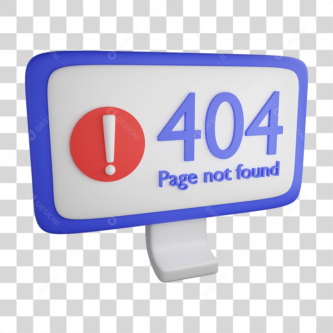Tela de Computador com Erro 404 PNG Transparente