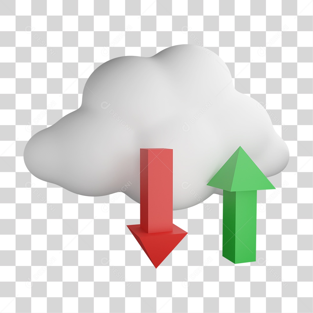 Nuvem com Setas Para Envio e Recebimento PNG Transparente