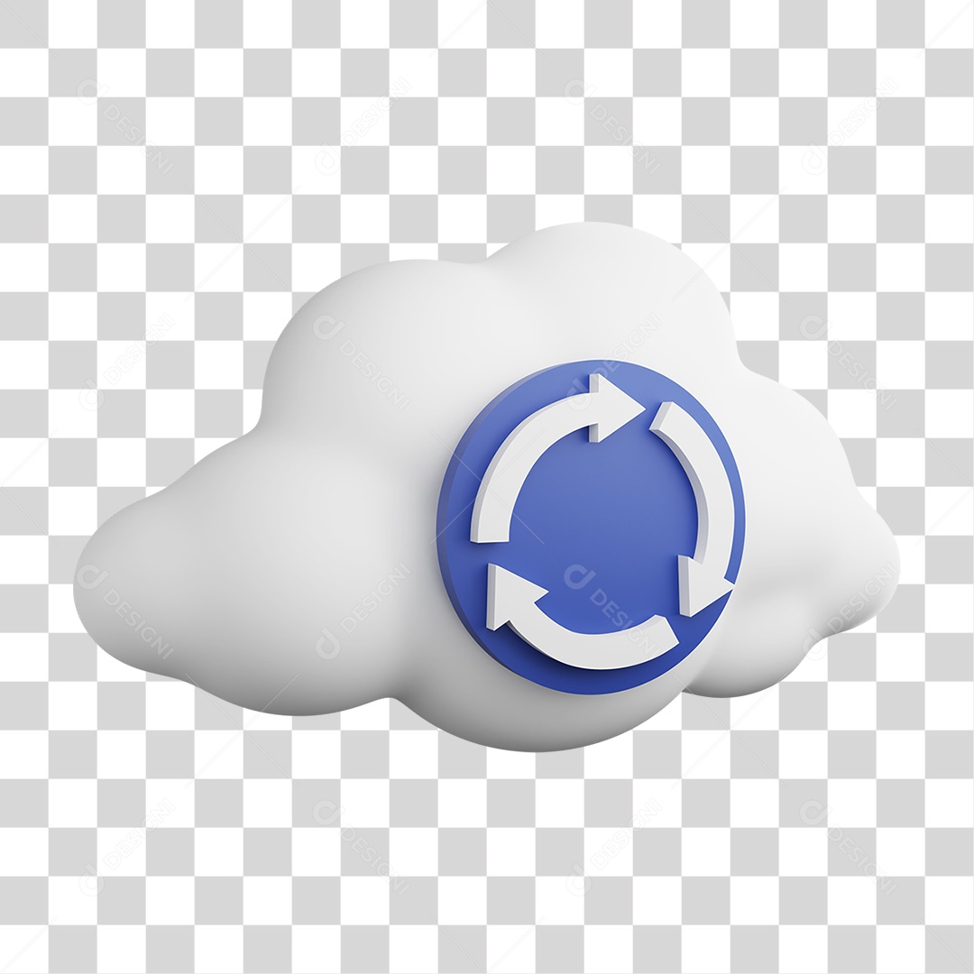 Nuvem com Sinal de Sincronização PNG Transparente
