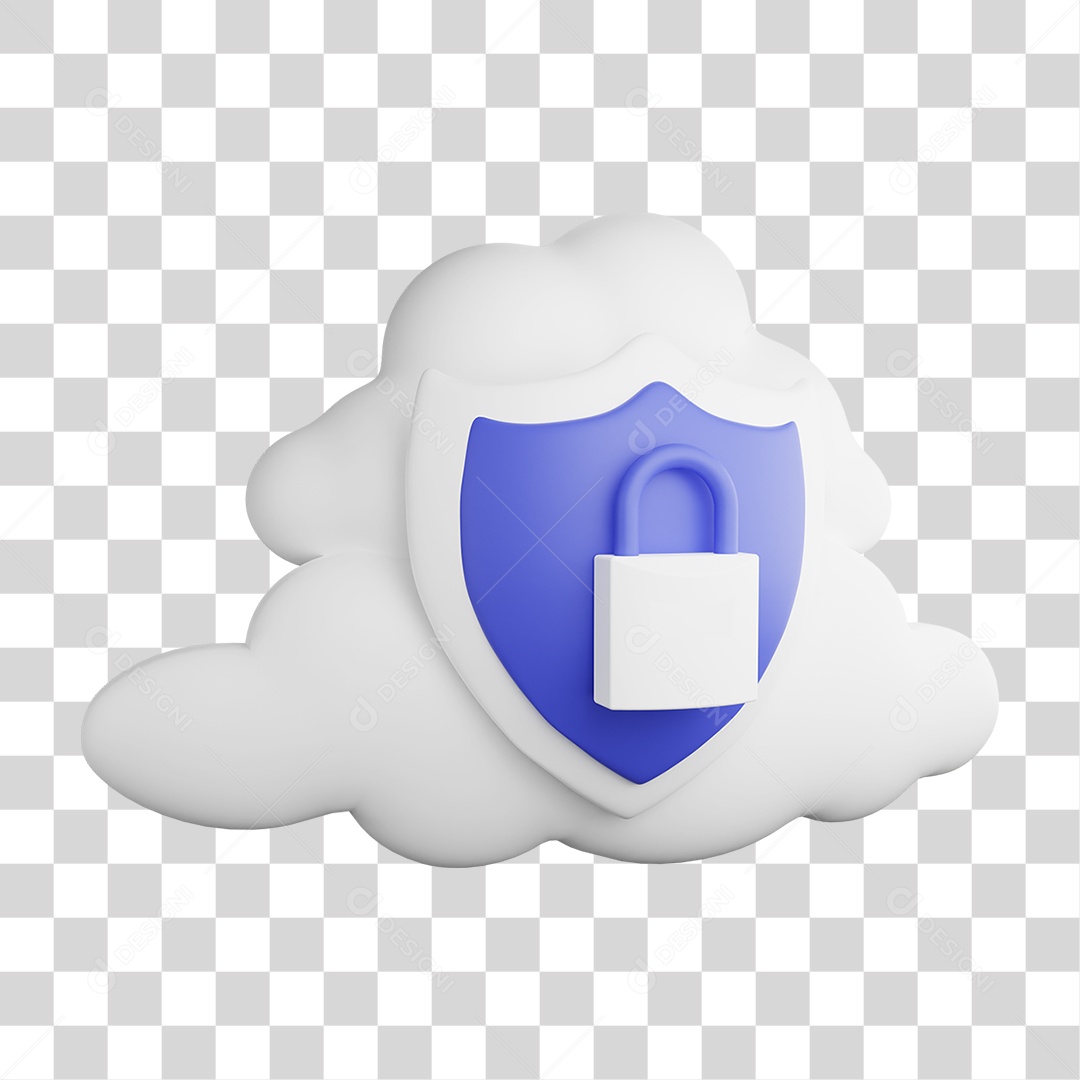 Nuvem com Escudo Travado PNG Transparente