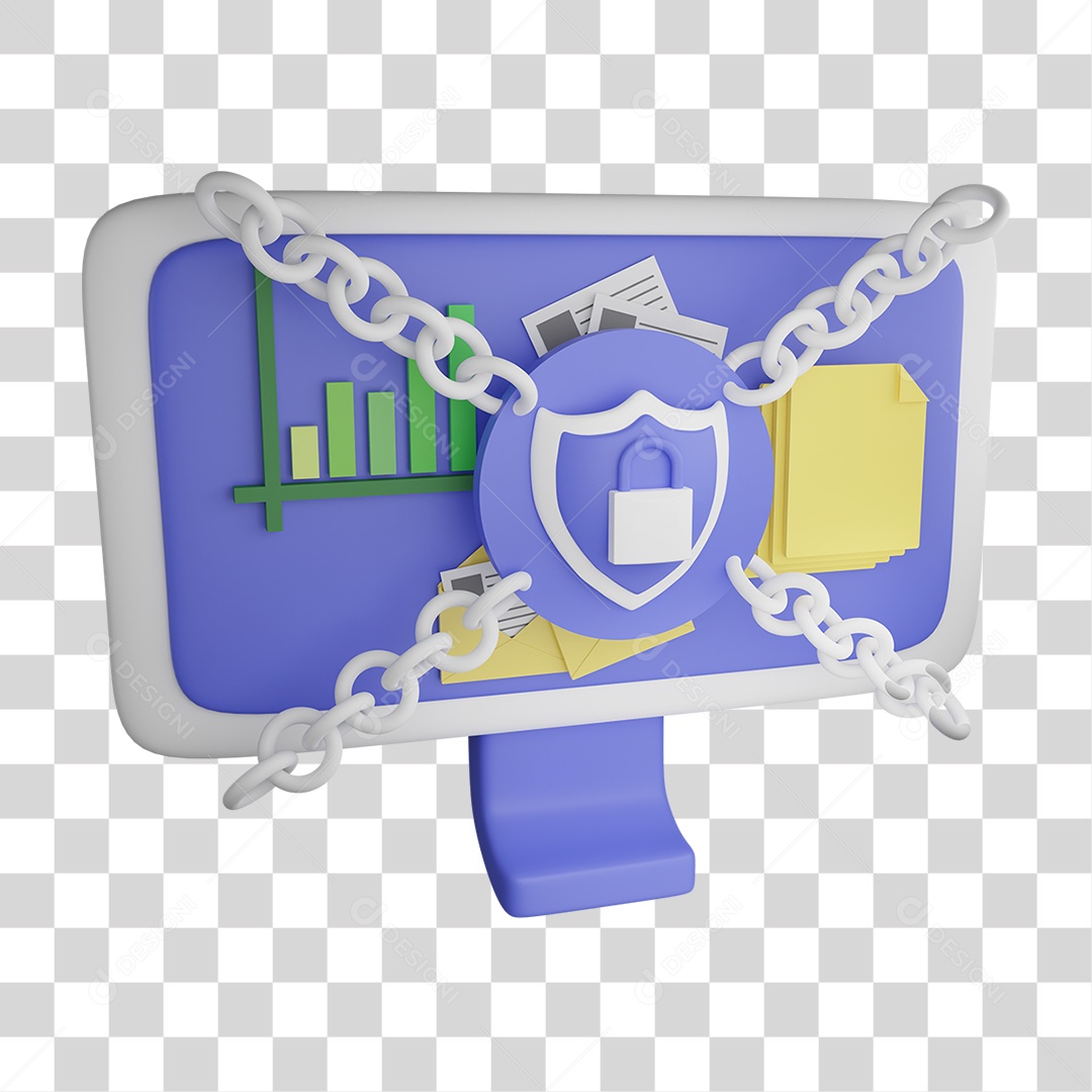 Tela de Computador com Trava de Segurança PNG Transparente